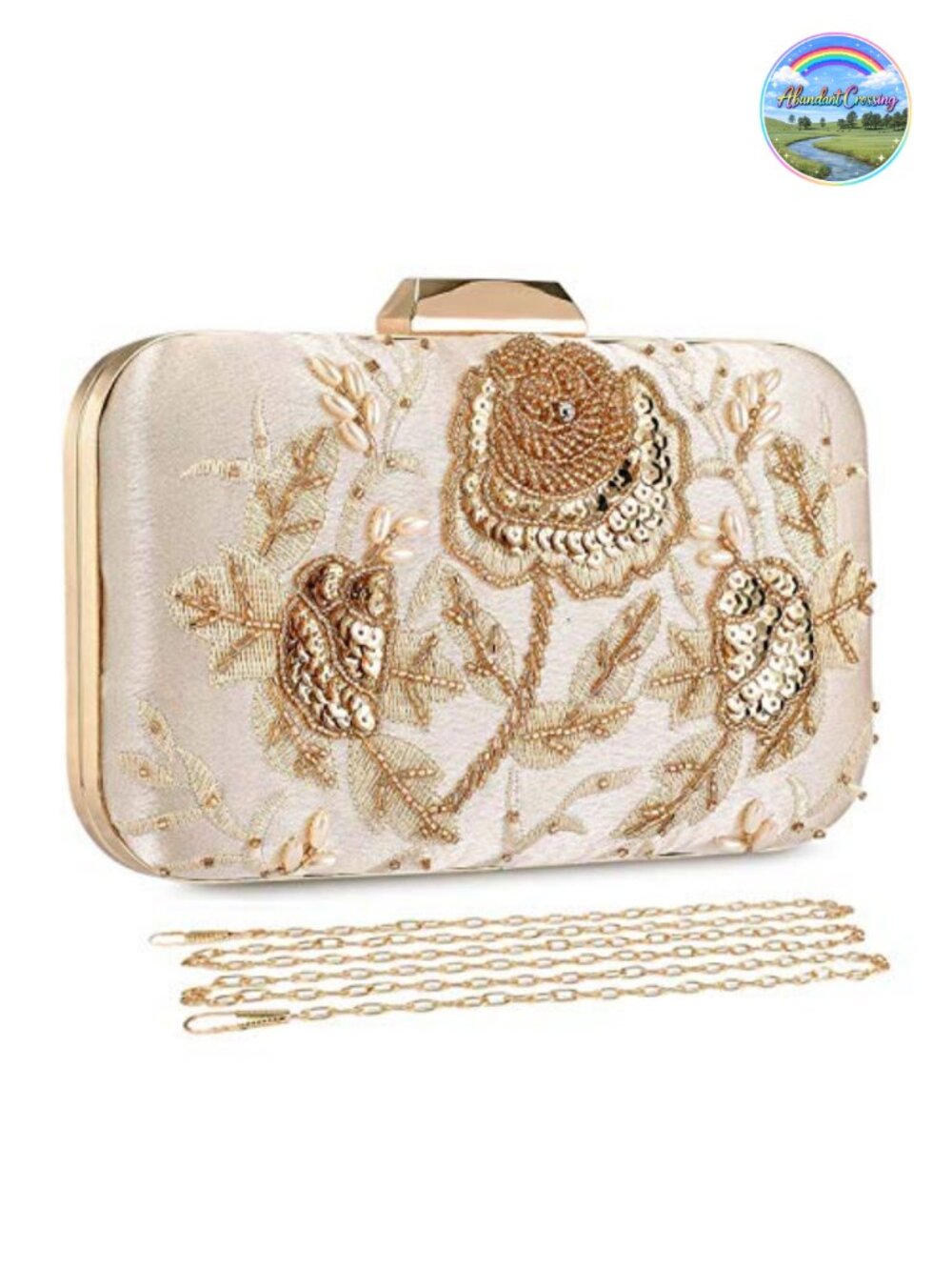 Beaded Sequin Embroidered Clutch Evening Bag Wristlet Crossbody Purse